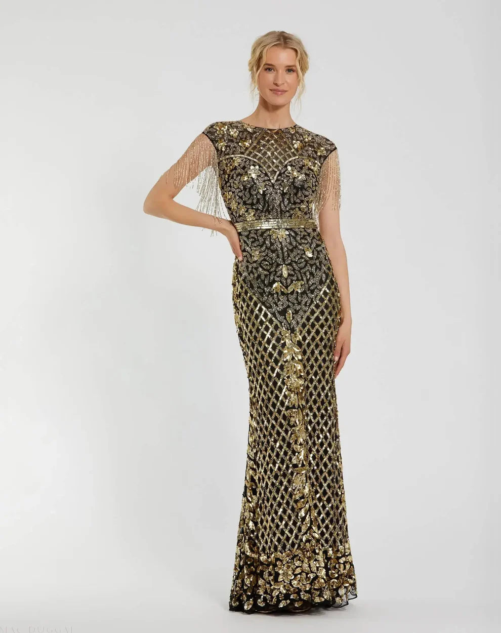Mother of the Bride Dress Mother of the Bride Long Beaded Gown Black Gold