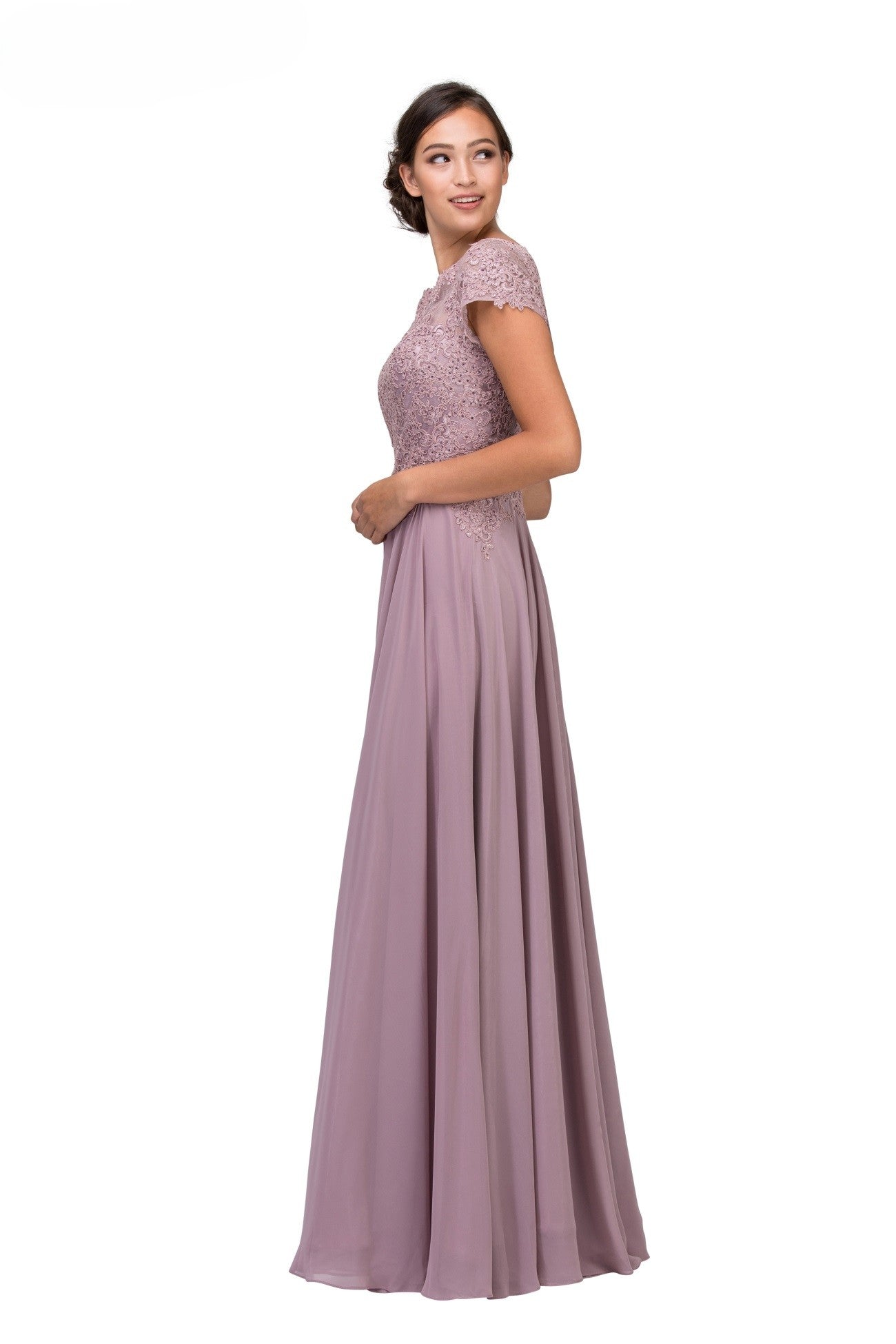Formal Dresses Long Lace Applique Formal Mother of the Bride Dress Eureka Fashion 4909 Mocha
