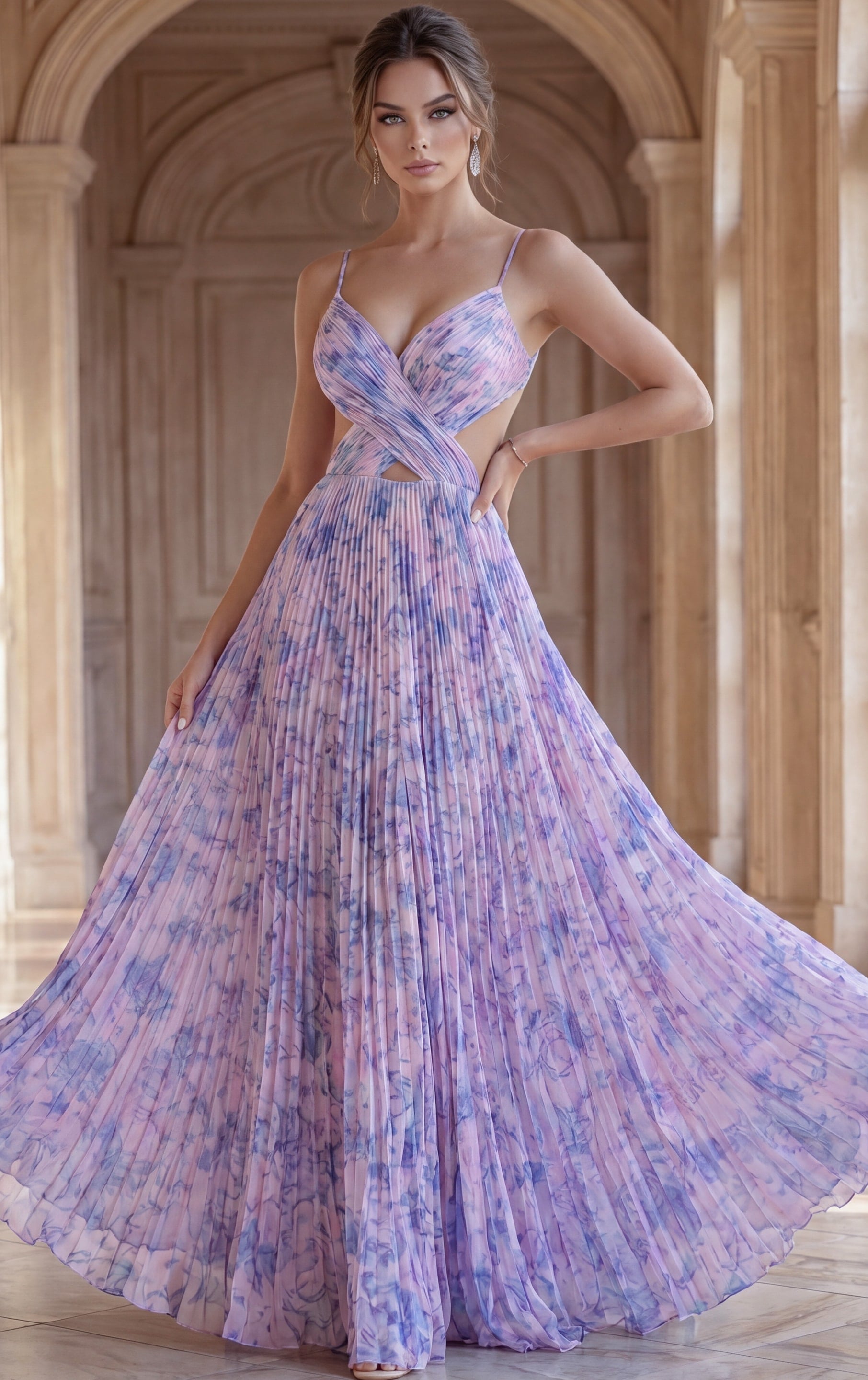 V-Neck Floor-Length Chiffon Prom A-Line Jovani 49161
