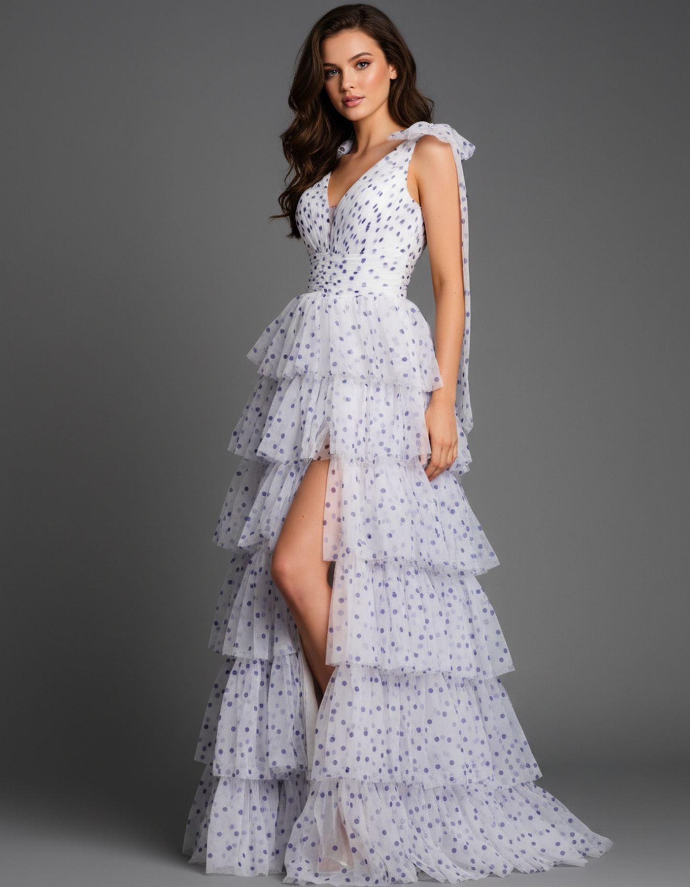 Prom Dresses Long Formal Ruffle Evening Prom Dress Off White/Purple