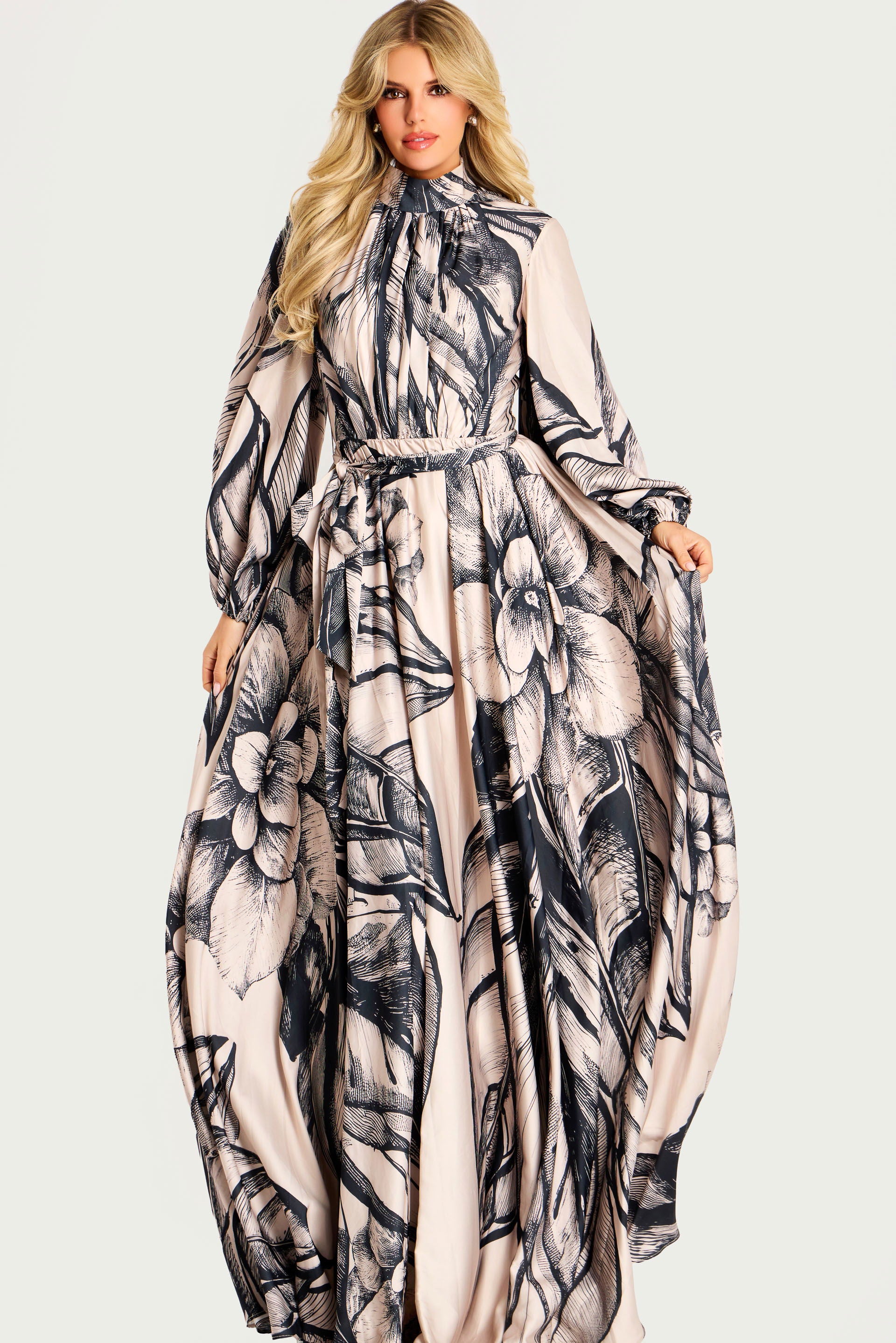 Mother of the Bride Dresses Long Sleeve Floral Formal Mother of the Bride Dress Jovani 49500 Print