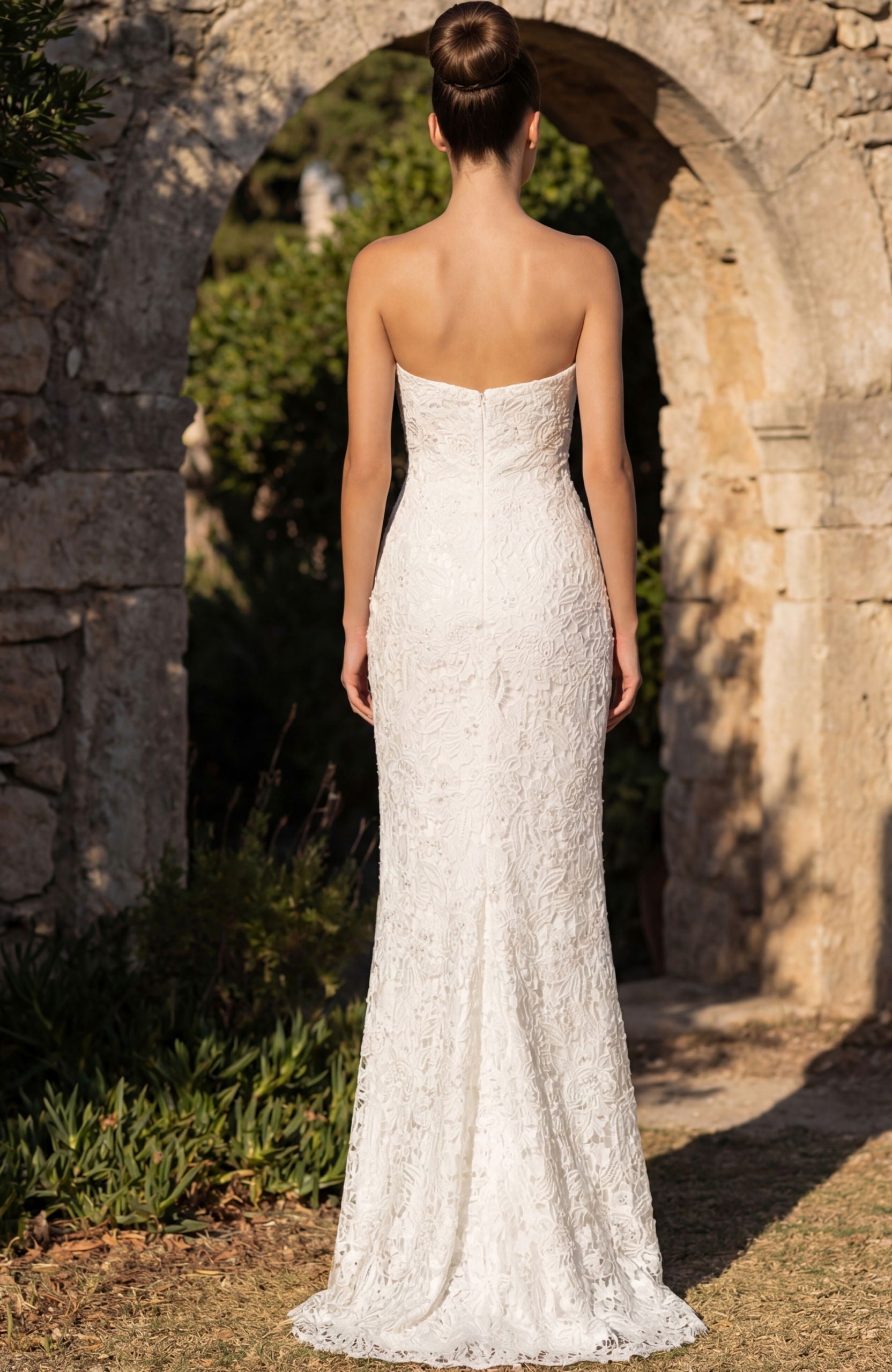 Wedding Dresses Long Beaded Lace Bridal Wedding Dress Jovani 49525 Off White