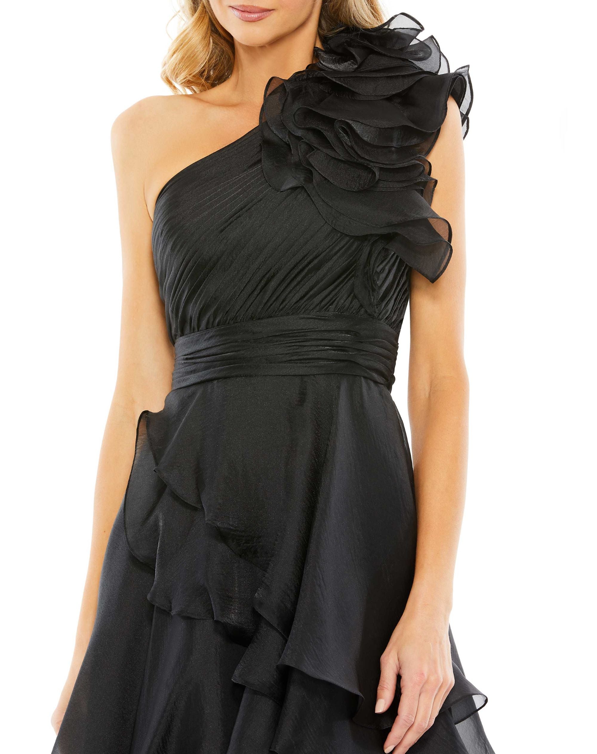 Formal Dresses Ruffle High Low Long Formal Prom Gown Black