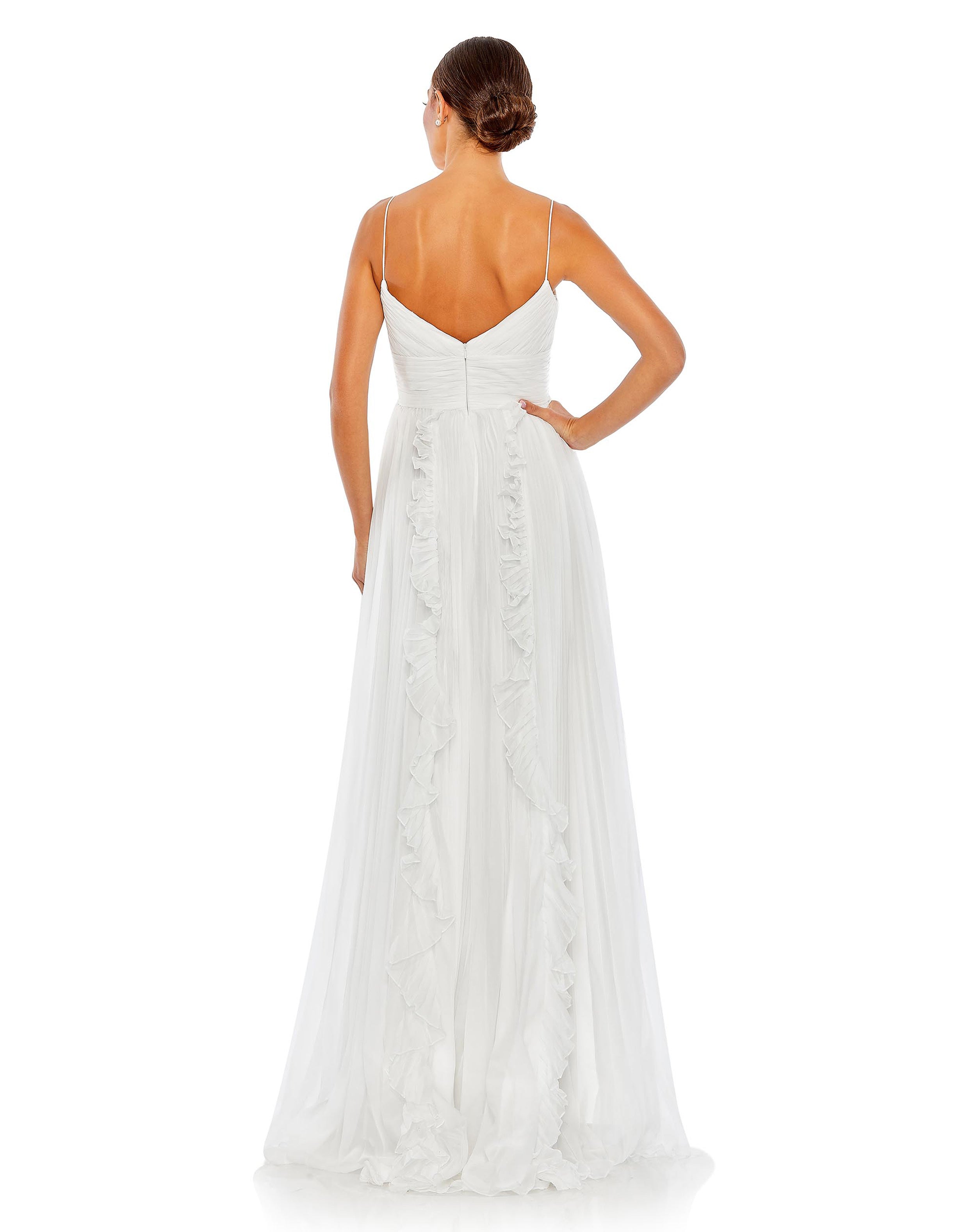 Prom Dresses Long Pleated Formal Prom Ruffle Dress White