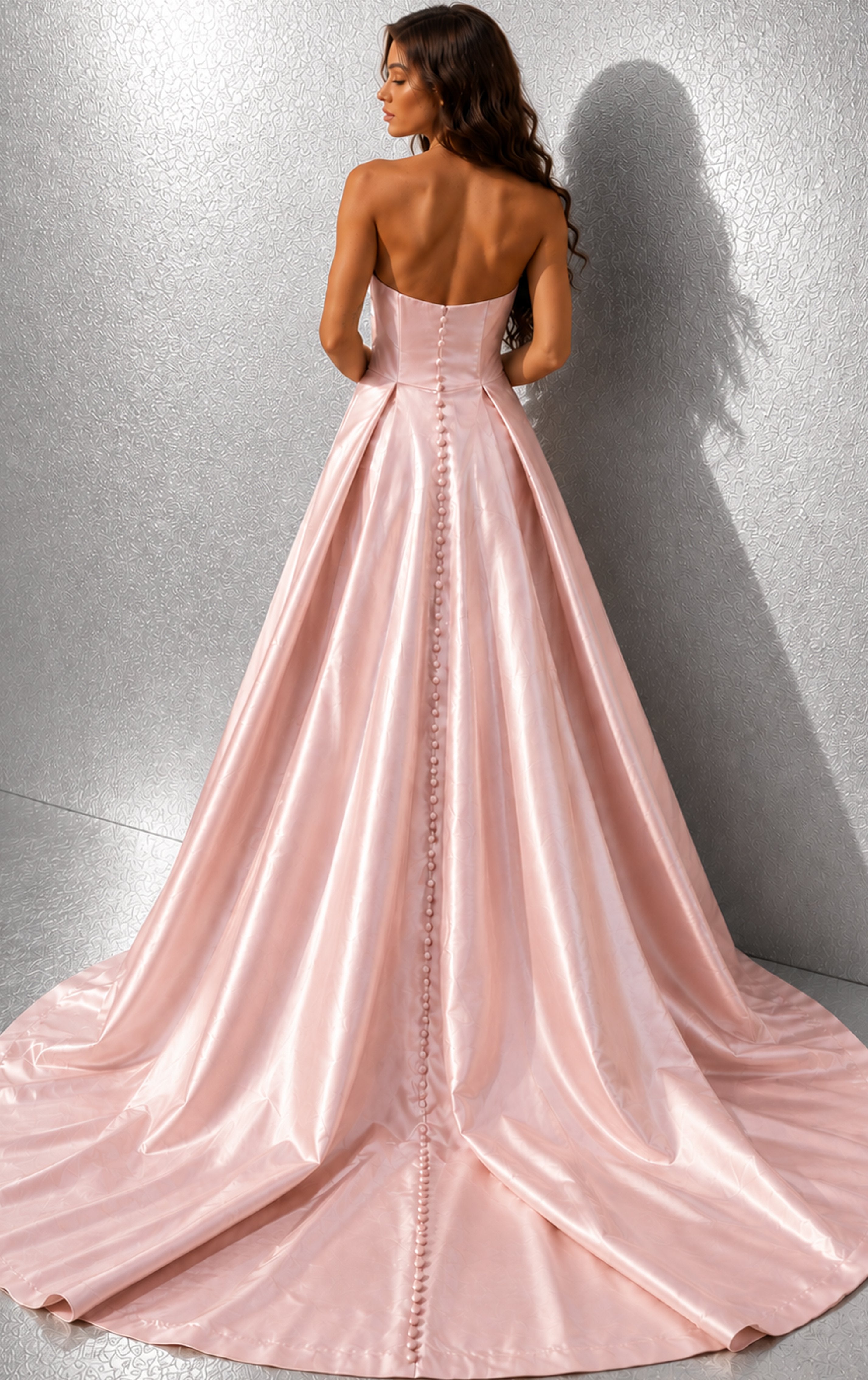 Strapless Curved Neck Floor-Length Satin Prom A-Line Jovani JVN49571