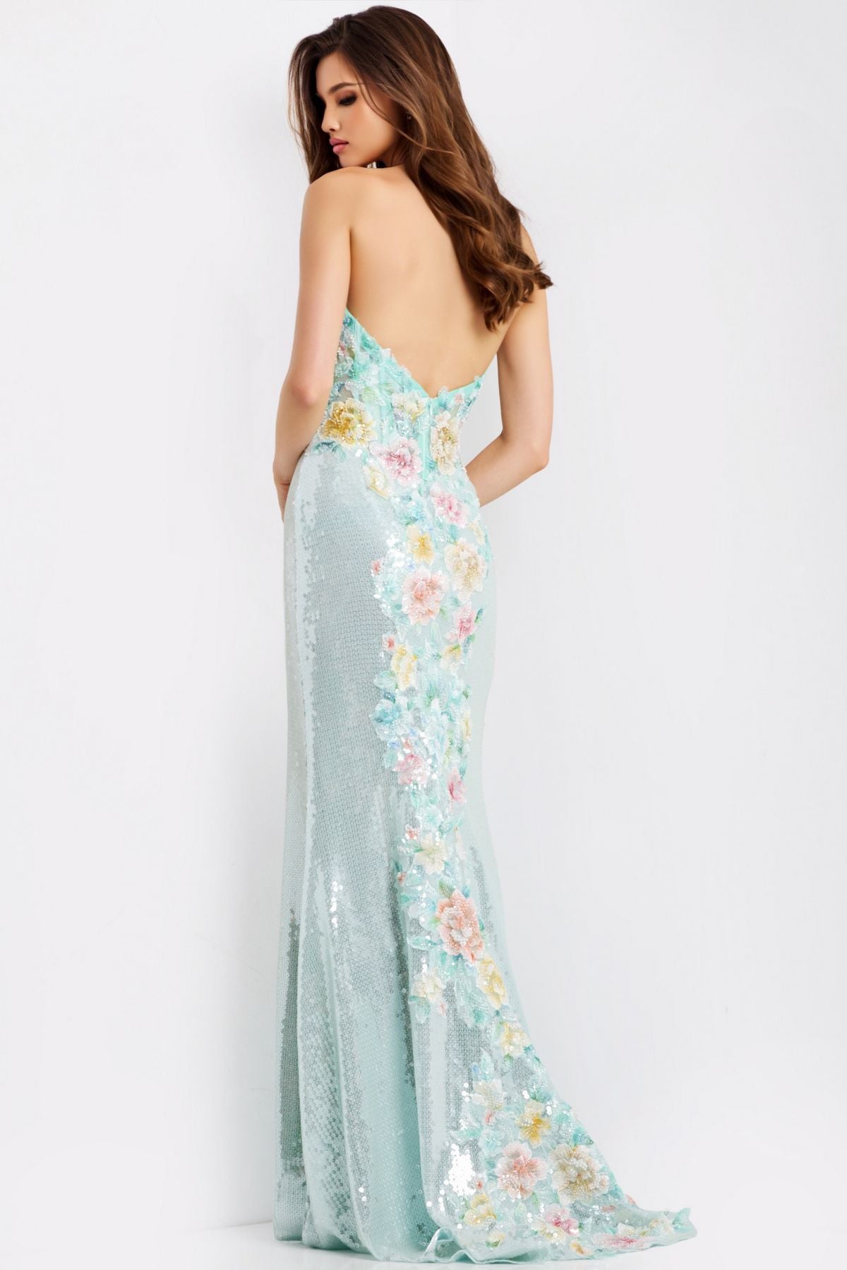 Prom Dresses Long Formal Floral Sequin Prom Dress Mint