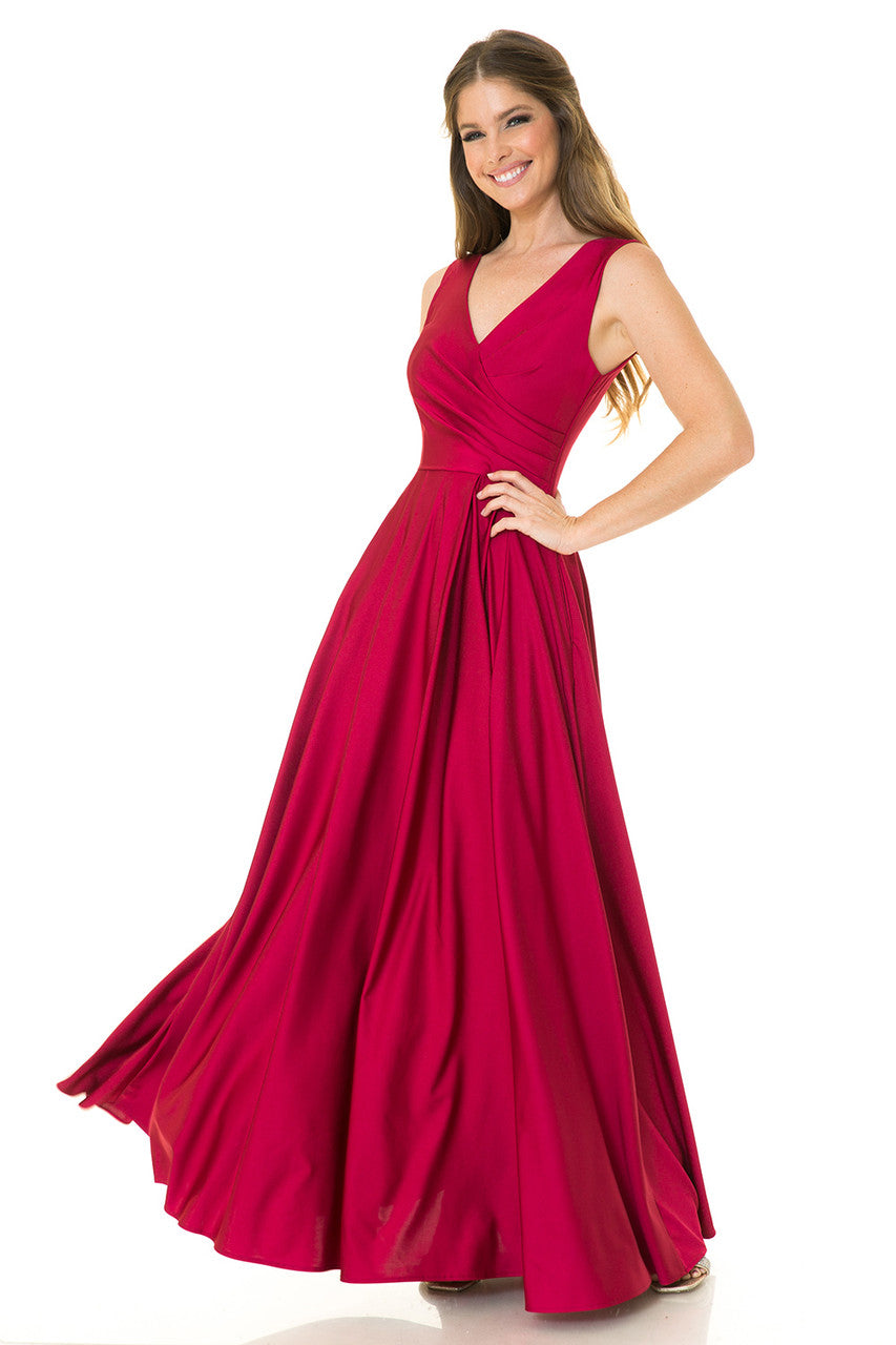 Prom Dresses Long Pleated Formal Evening Prom Dress Lenovia 5242 Scarlet