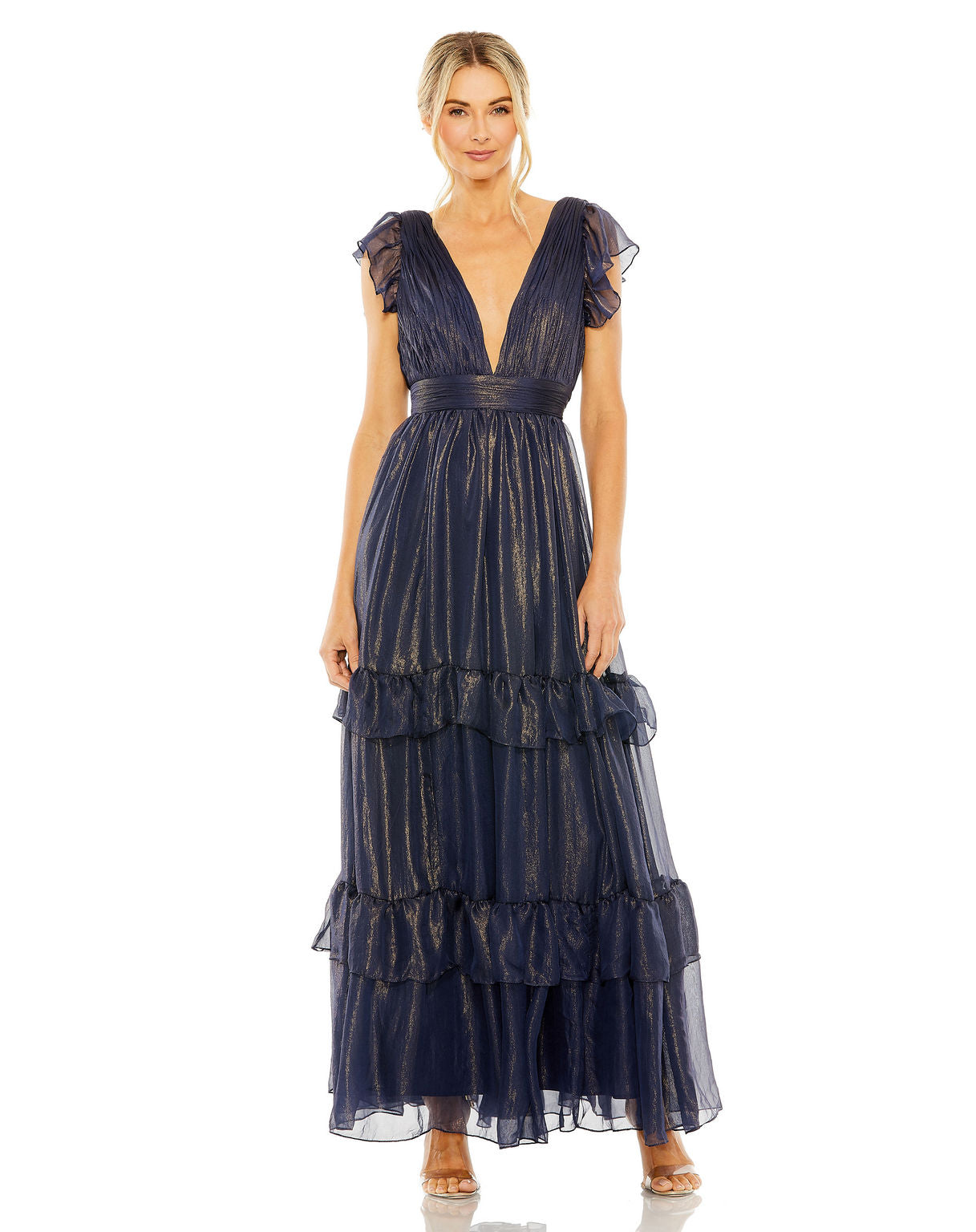 Midnight Mac Duggal 49742 Long Formal Metallic Evening Prom Dress