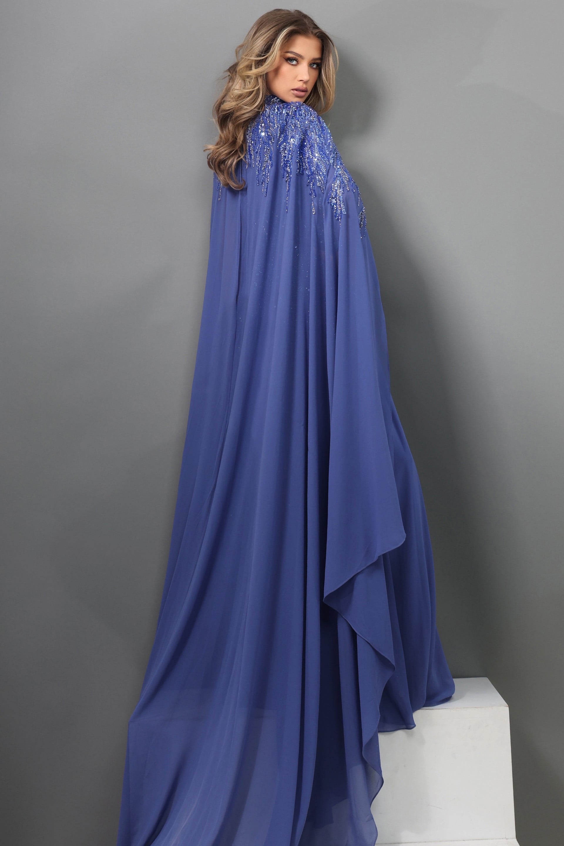 Crew/High-Neck Floor-Length Chiffon Formal A-Line Jovani 49742