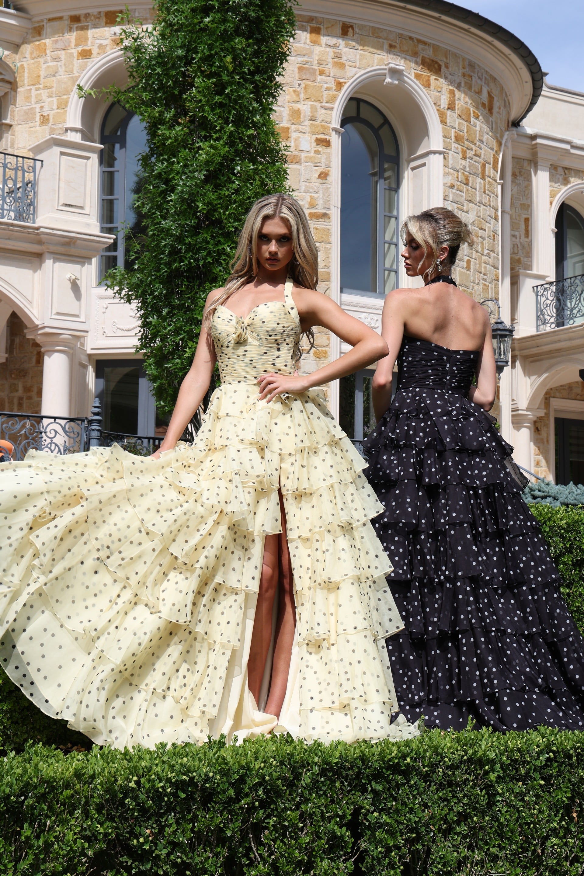 Prom Dresses Ruffle A Line Long Formal Fitted Evening Prom Dress Black/White Champagne