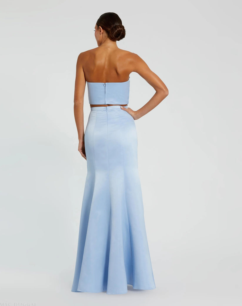 Prom Dresses Mermaid Two Piece Prom Long Dress Powder Blue