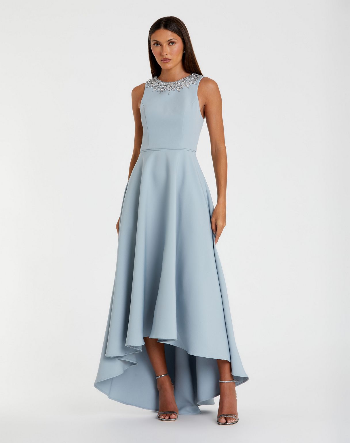 Powder Blue Mac Duggal 49844 High Low Evening Gown Formal Prom Dress