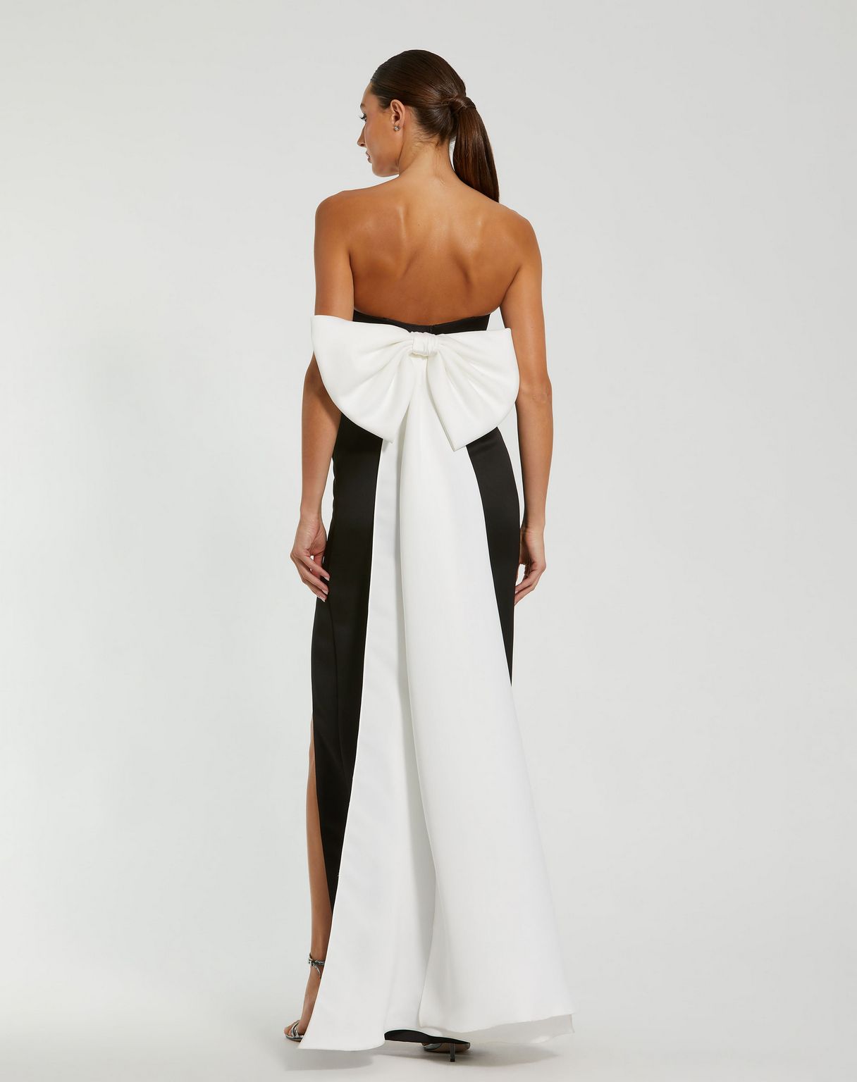 Formal Dresses Long Bustier Formal Prom Oversized Bow Dress Black Ivory
