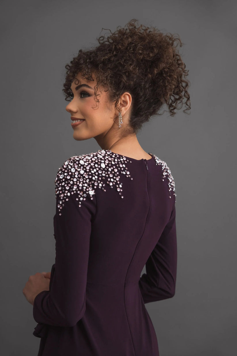 Formal Dresses Long Sleeve Formal Fitted Evening Dress Amethyst