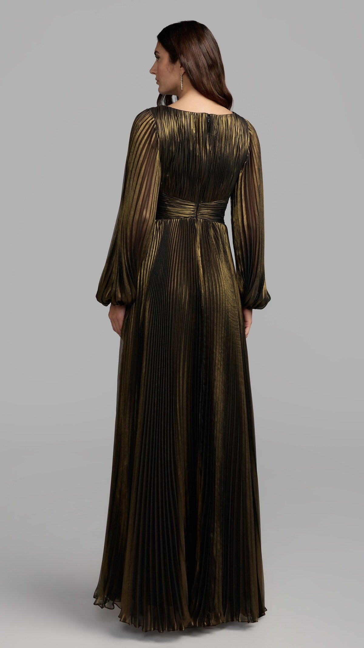 Mac Duggal style 49942 in Black Gold, back view