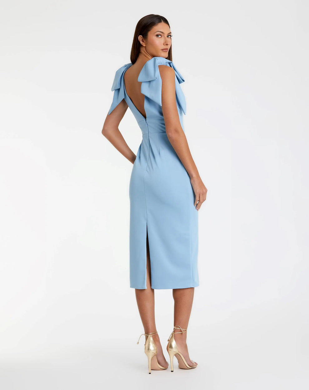 V-Neck Midi Crepe Formal Sheath Mac Duggal 9949954P