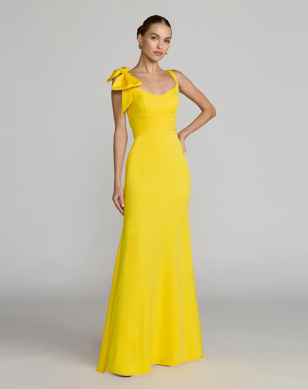 Formal Dresses Long Prom Formal Dress - Fitted - Mac Duggal 49964 Lemon-Crepe-49964-Fitted