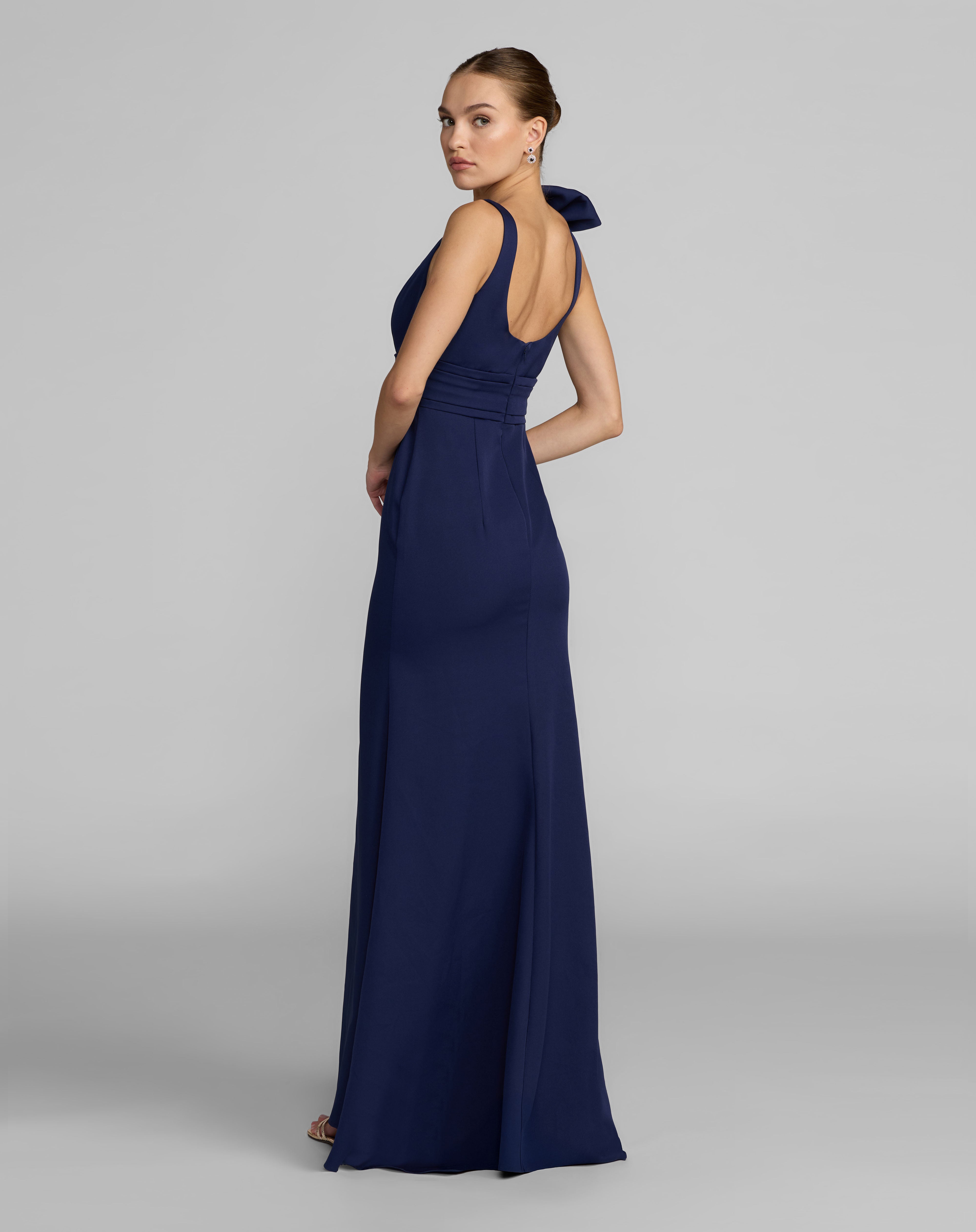 Formal Dresses Long Prom Formal Dress - Fitted - Mac Duggal 49964 Navy-Crepe-49964-Fitted