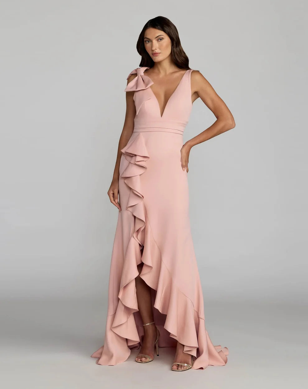 Prom Dresses Fitted Long Formal Ruffle Prom Dress Mac Duggal 49965 Blush