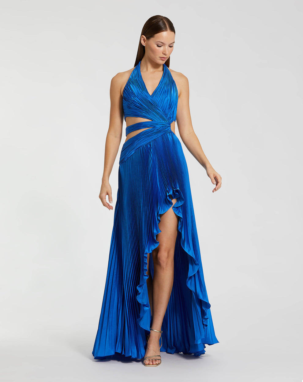 Prom Dresses Ruffle Pleated Formal Long Prom Dress Mac Duggal 49995 Cobalt