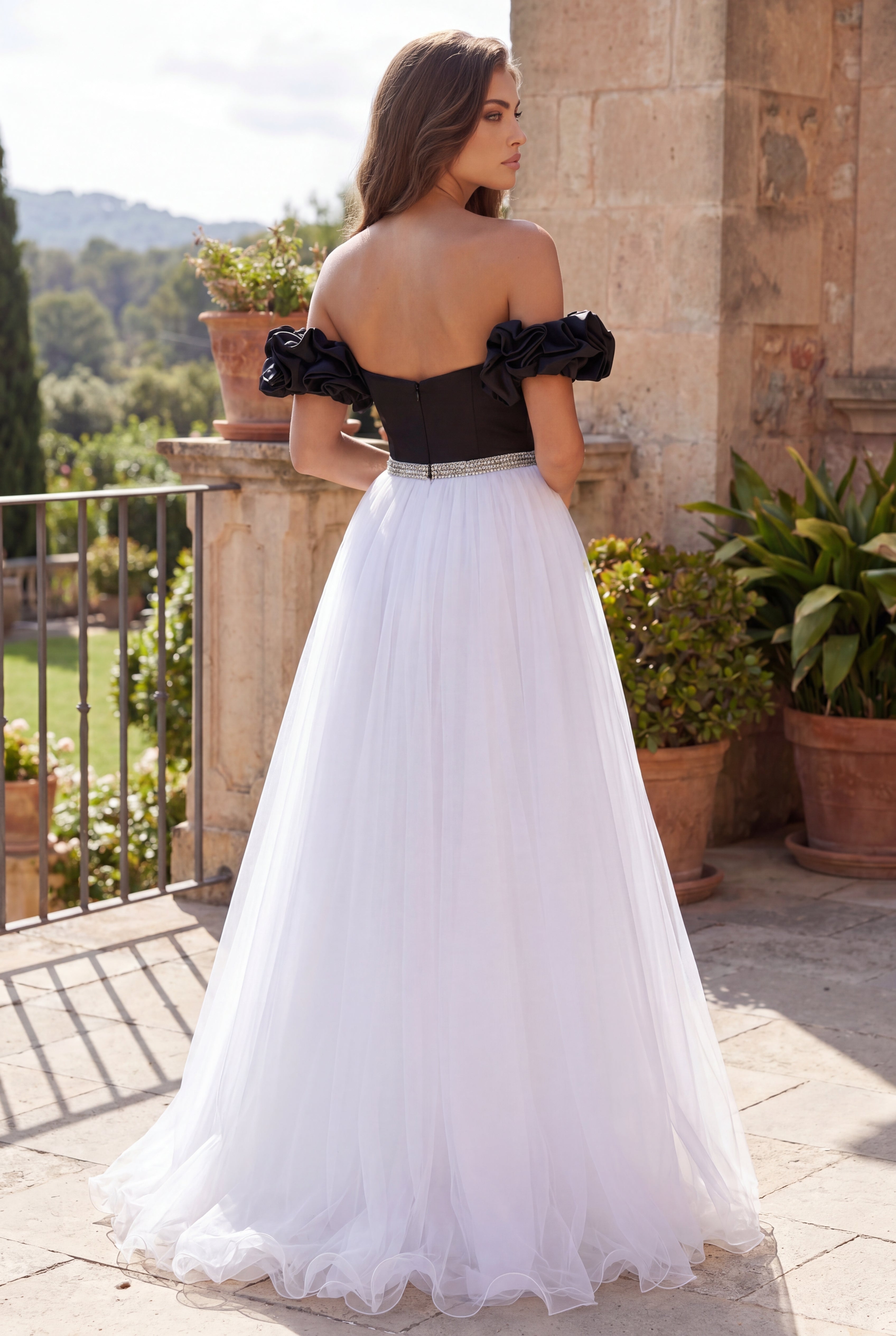 Long Off Shoulder Ball Gown Prom Dress