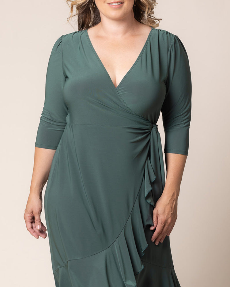 Plus Size Dresses Short Ruffle Cocktail Plus Size Dress Kiyona 11122201 Fern Green