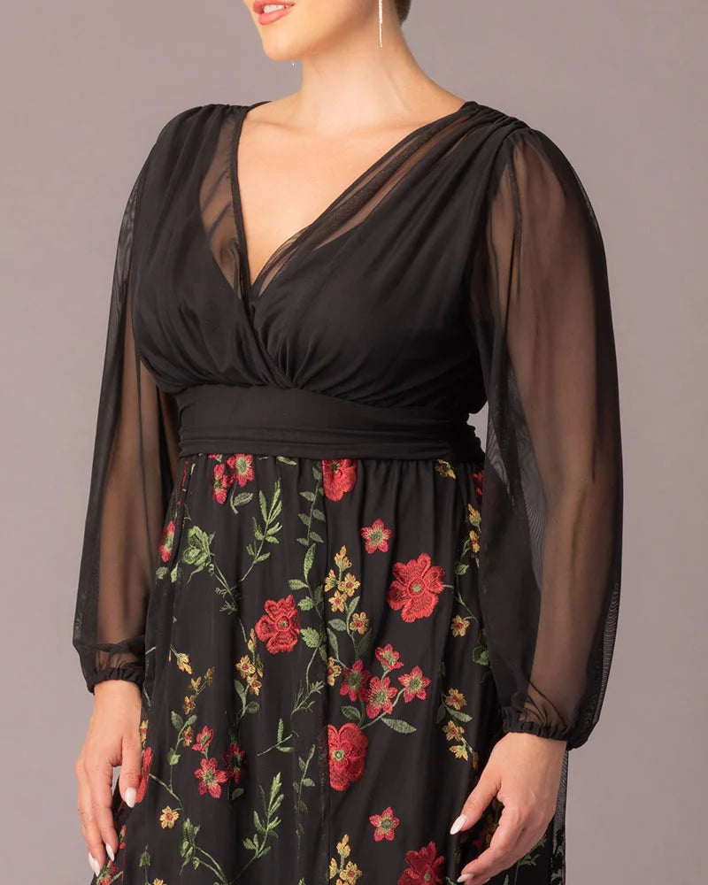 Plus Size Dresses Long Sleeves Floral Long Formal Plus Size Dress Briar Rose