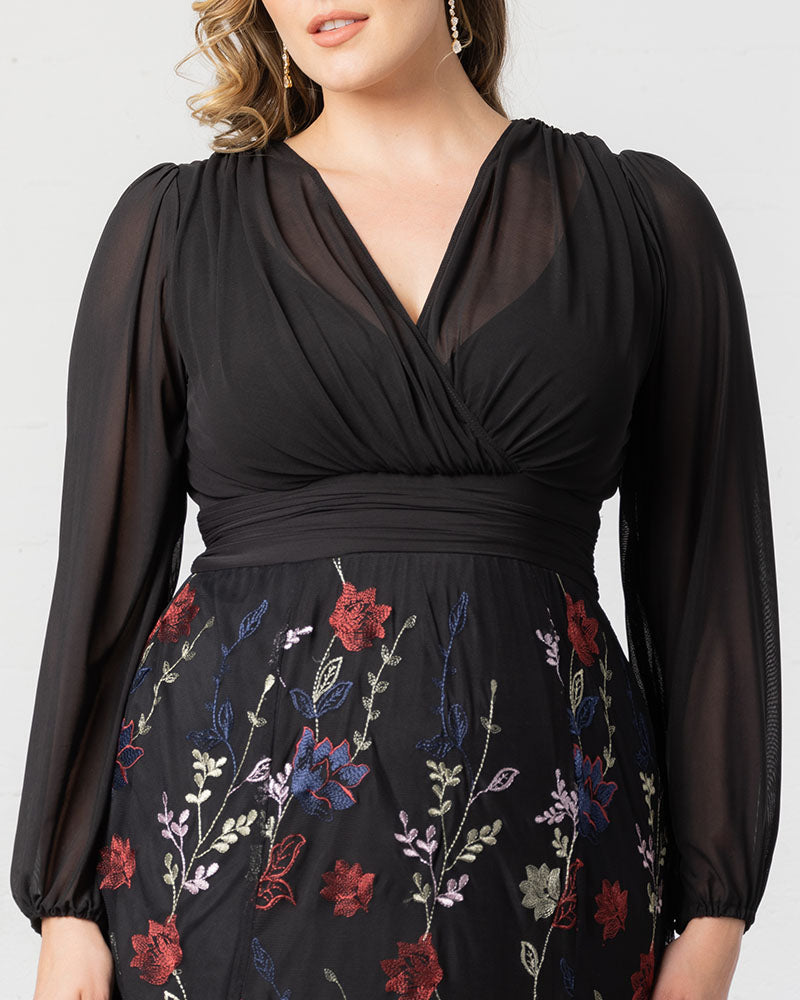 Plus Size Dresses Long Sleeves Floral Long Formal Plus Size Dress Enchanted Garden
