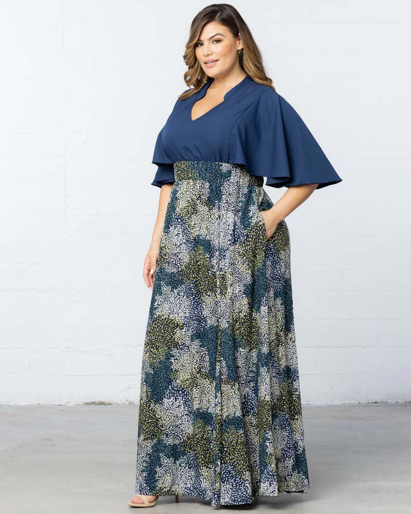 V-Neck Floor-Length Jersey Evening A-Line Kiyonna 11242607