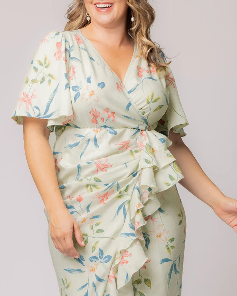 Plus Size Dresses Ruffle High Low Cocktail Plus Size Dress Kiyonna 11242904 Lush Lily Print