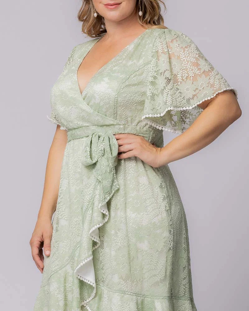 Plus Size Dresses Formal Cocktail Plus Size Midi Ruffle Dress Kiyonna 11250911 Sage
