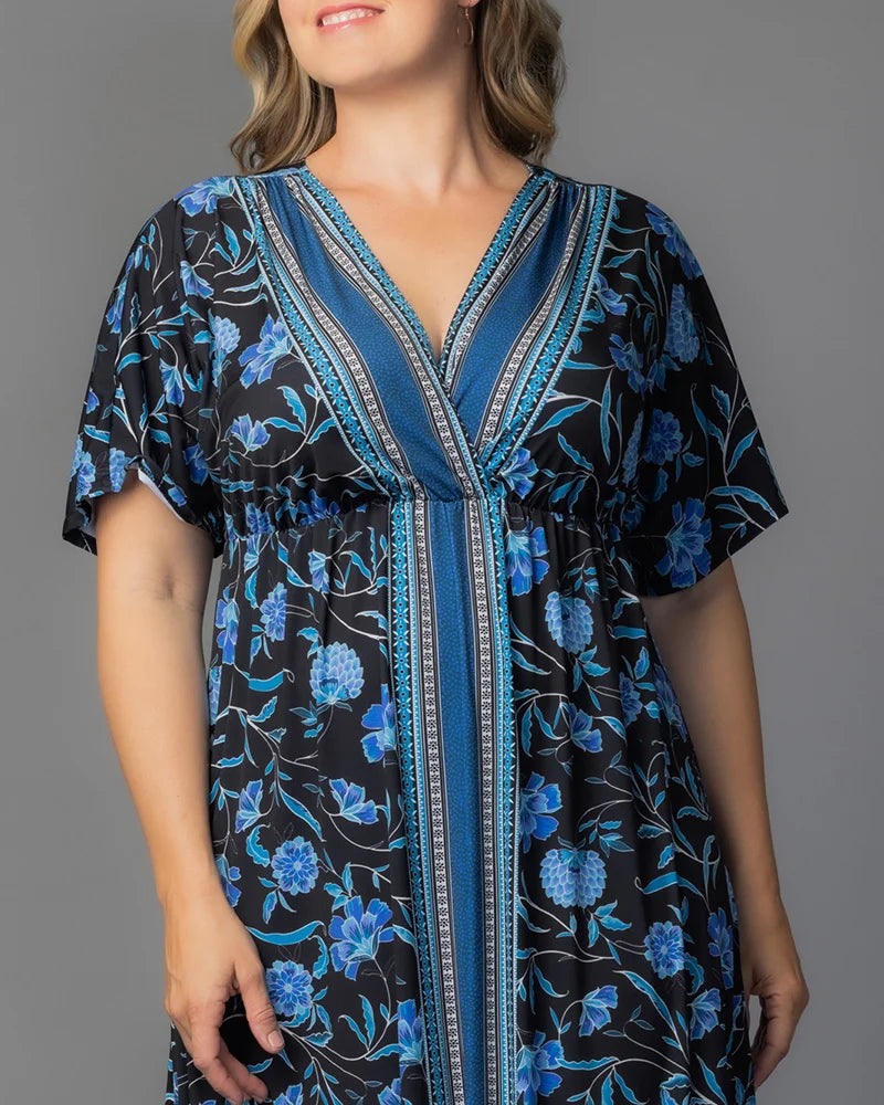 V-Neck Floor-Length Jersey Evening A-Line Kiyonna 11262505