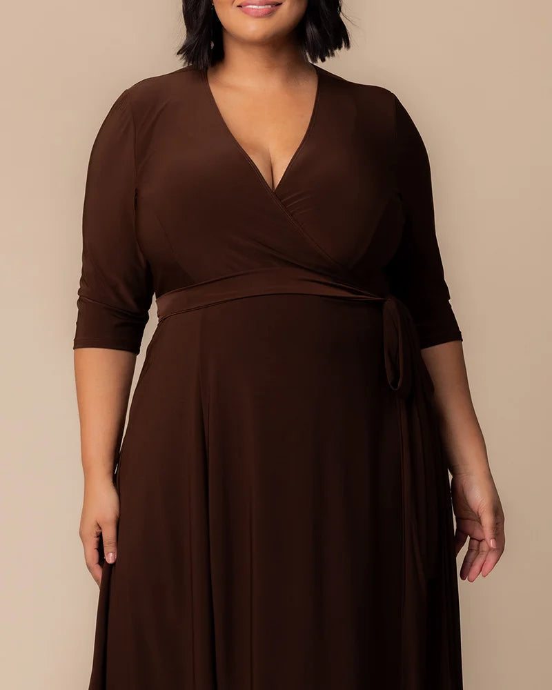 Plus Size Dresses Short Tea Length Cocktail Plus Size Dress Kiyona 12131806 Chocolate