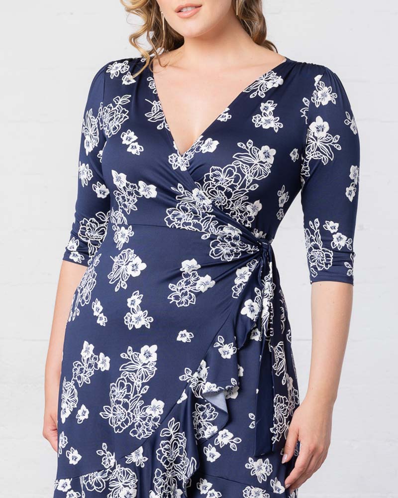 Plus Size Dresses Plus Size Formal Floral Print Midi Cocktail Formal Dress Kiyonna 12132217 Heavenly Blooms