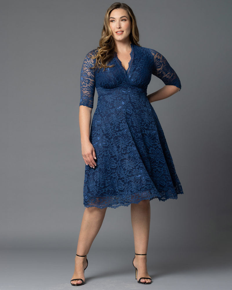 Plus Size Dresses A Line Short Lace Midi Cocktail Plus Size Dress Kiyona 12150901 Navy