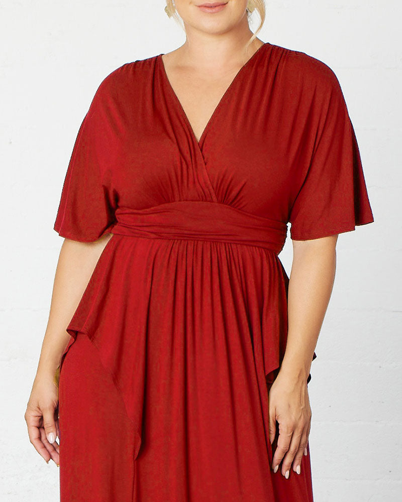 Plus Size Dresses Long Formal Fitted Mother of the Bride Plus Size Dress Kiyona 12151802 Tomato Red