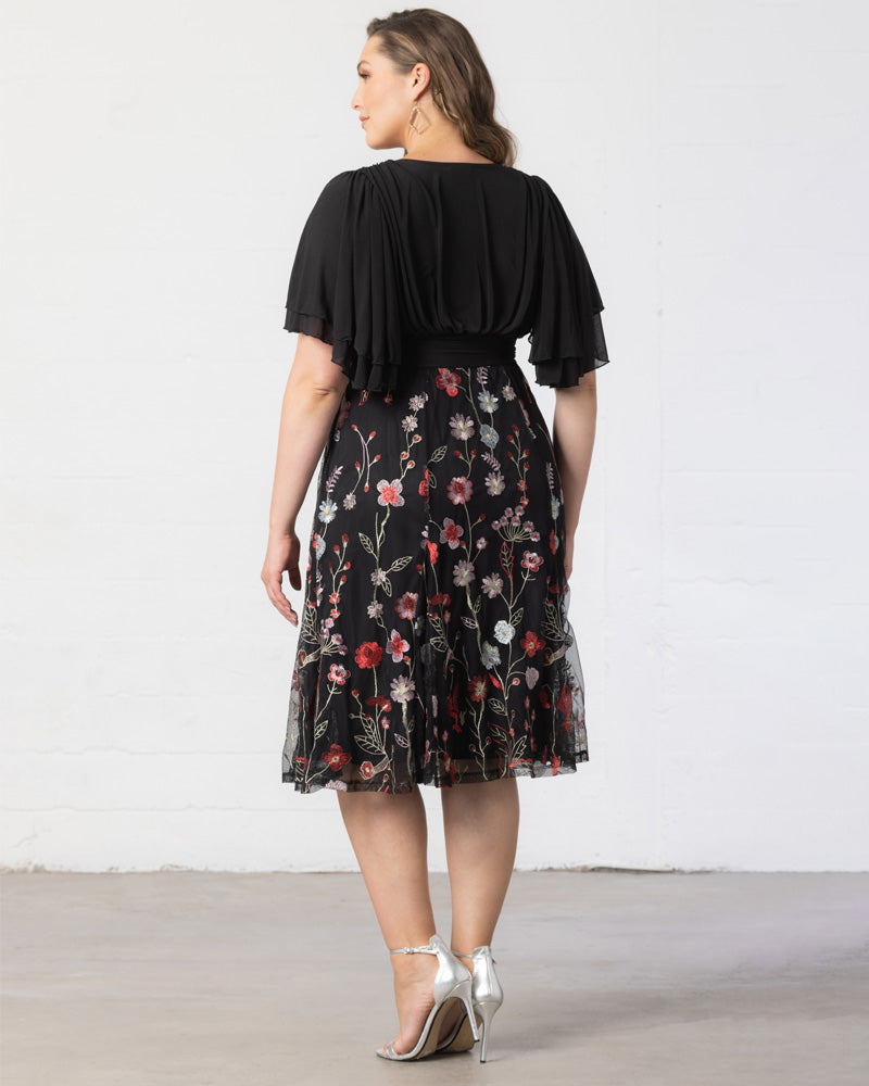 Plus Size Dresses Short Floral Midi Evening Cocktail Plus Size Dress Kiyona 12232102 Bordeaux Blooms