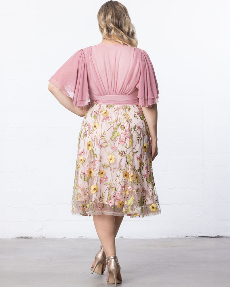Plus Size Dresses Short Floral Midi Evening Cocktail Plus Size Dress Kiyona 12232102 Dawn Garden