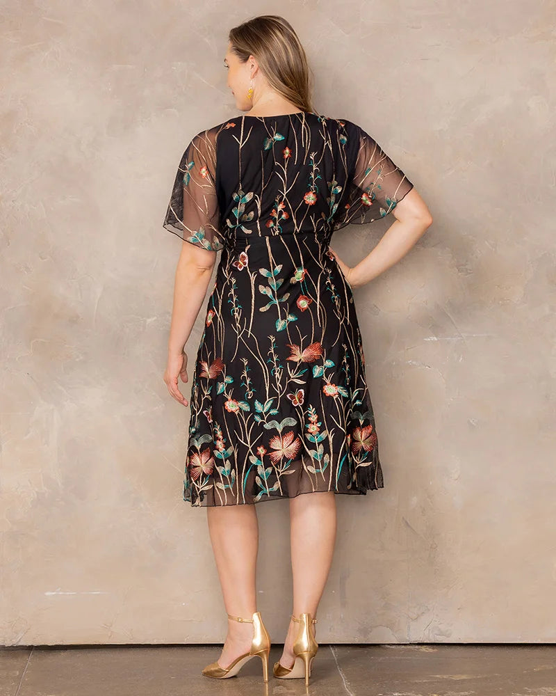 Plus Size Dresses Short Floral Midi Cocktail Plus Size Dress Kiyonna 12252103 Meadow Print