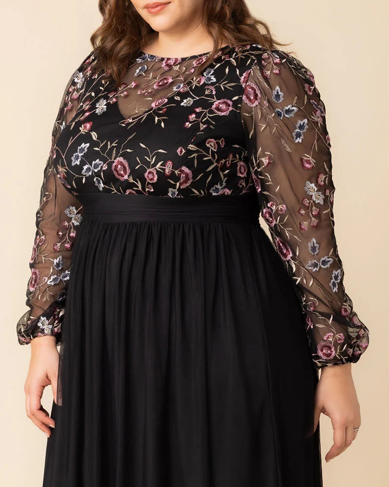 Plus Size Dresses Long Formal Floral Mother of the Bride Plus Size Dress Floral Flare
