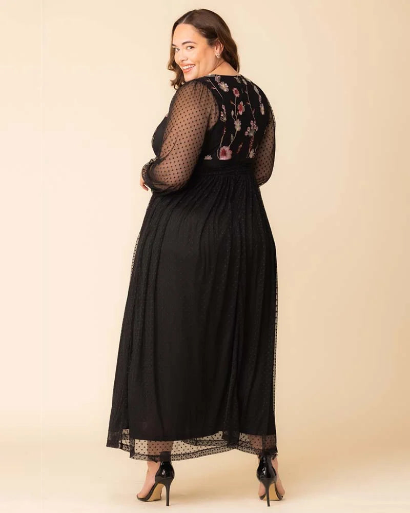 Plus Size Dresses Long Sleeve Formal Mother of the Bride A Line Plus Size Dress Kiyonna 12253605 Bordeaux Blooms