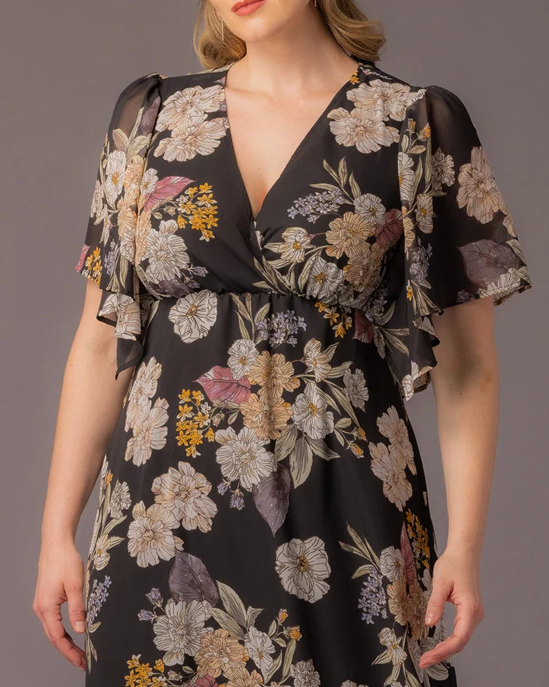 Plus Size Dresses Long Formal Mother of the Bride Plus Size Dress Kiyonna 13212904 Midnight Peony Print