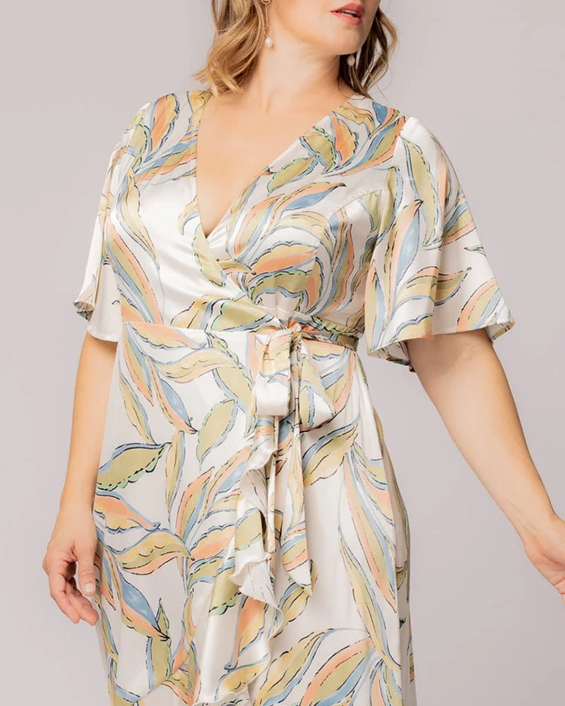 Plus Size Dresses Ruffle Formal Cocktail Prom Plus Size Midi Dress Kiyonna 13222905 Artful Leaves