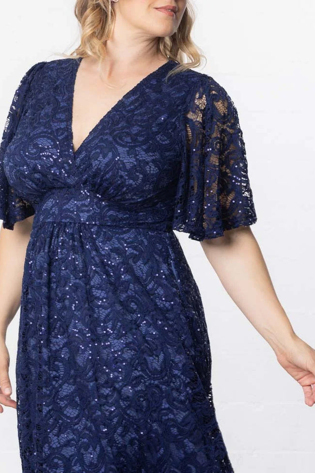Plus Size Dresses A Line Plus Size Lace Short Cocktail Dress Nocturnal Navy Sequins