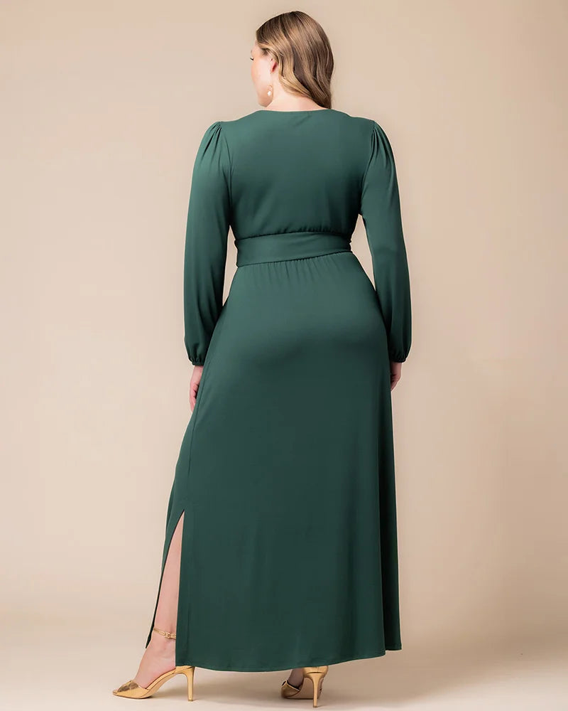 Plus Size Dresses Long Sleeve Tea Length Short Cocktail Dress Hunter Green