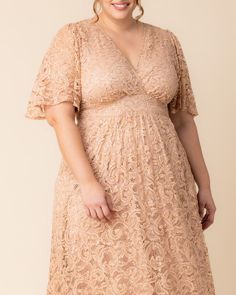 Plus Size Dresses Sequin Lace Long Formal Plus Size Dress Kiyona 13242507 Champagne