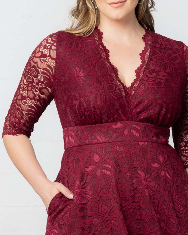 Plus Size Dresses Long Formal Lace Plus Size Dress Pinot Noir