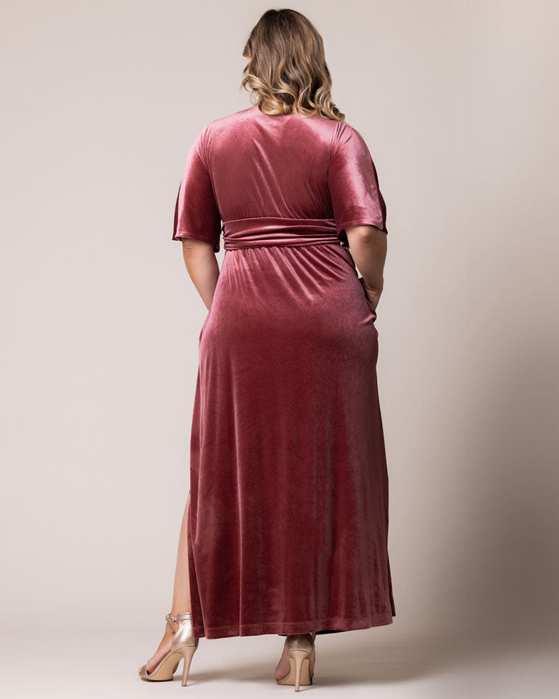 Plus Size Dresses Long Formal Velvet Mother of the Bride Plus Size Dress Kiyonna 14223011 Mauve Rose