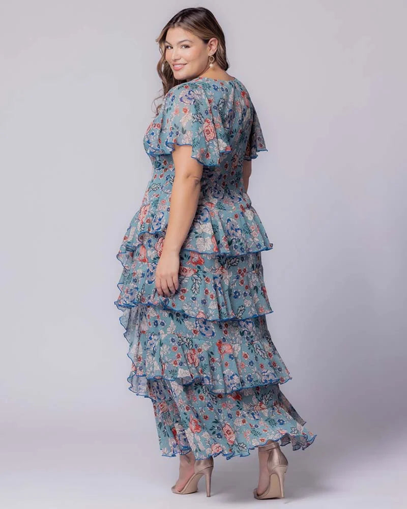 V-Neck Floor-Length Chiffon Evening A-Line Kiyonna 17191301
