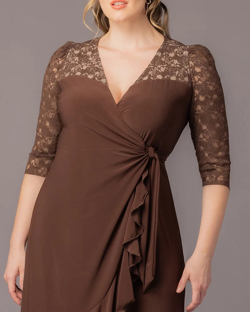 Plus Size Dresses Asymetric Lace Cocktail Plus Size Dress Kiyonna 18163207 Chocolate